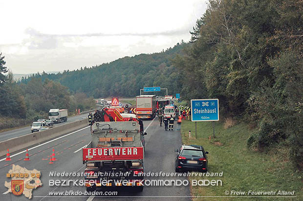 20161007 Schwerer Verkehrsunfall A21 Hochstraß-Knoten Steinhäusl  Foto: © FF Alland