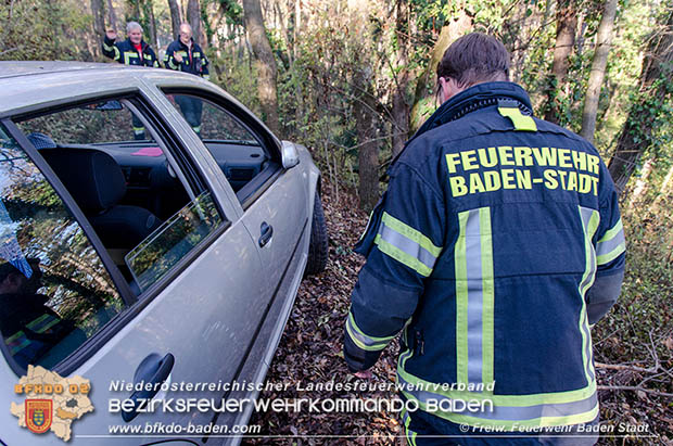 20161121 Pkw Bergung aus dem Waldgebiet Kurpark Baden Bereich Anna Höhe Foto: © FF Baden-Stadt 20161121 Pkw Bergung aus dem Waldgebiet Kurpark Baden Bereich Anna Höhe Foto: © FF Baden-Stadt