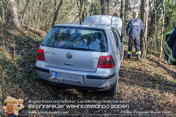 20161121 Pkw Bergung aus dem Waldgebiet Kurpark Baden Bereich Anna Höhe  Foto: © FF Baden-Stadt