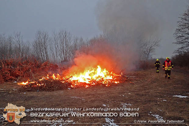 20170128 Brand eines Grünschnitthaufen in Tattendorf  Foto: © Freiwillige Feuerwehr Tattendorf / Christoph Matoschitz
