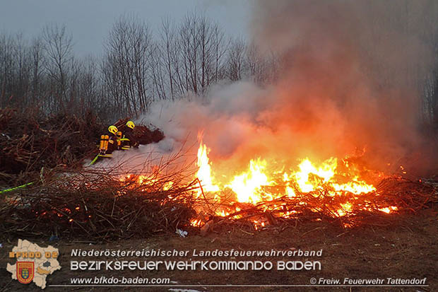20170128 Brand eines Grünschnitthaufen in Tattendorf  Foto: © Freiwillige Feuerwehr Tattendorf / Christoph Matoschitz
