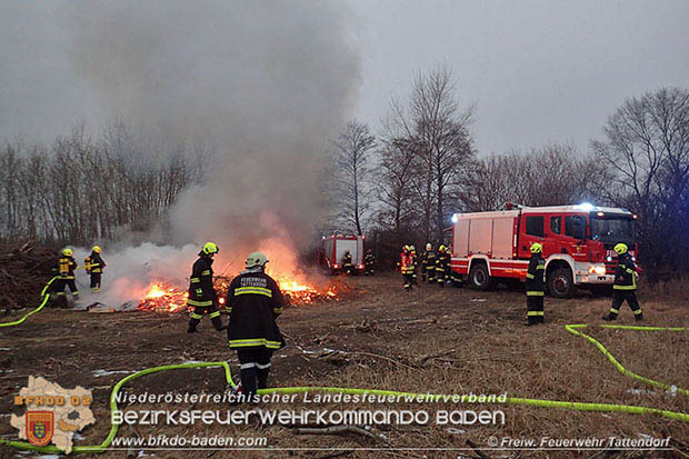 20170128 Brand eines Grünschnitthaufen in Tattendorf  Foto: © Freiwillige Feuerwehr Tattendorf / Christoph Matoschitz