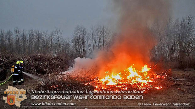 20170128 Brand eines Grünschnitthaufen in Tattendorf  Foto: © Freiwillige Feuerwehr Tattendorf / Christoph Matoschitz