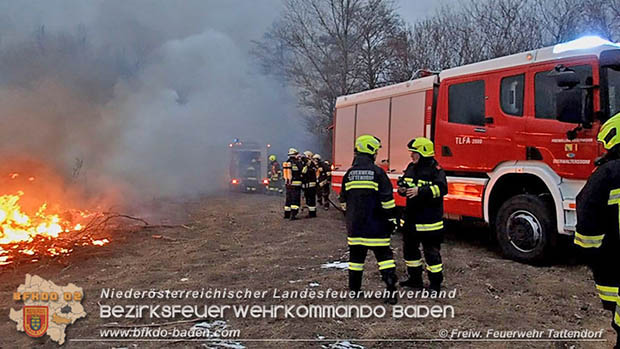 20170128 Brand eines Grünschnitthaufen in Tattendorf  Foto: © Freiwillige Feuerwehr Tattendorf / Christoph Matoschitz