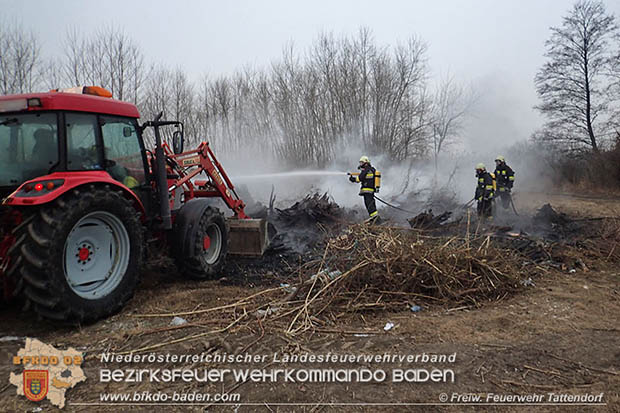 20170128 Brand eines Grünschnitthaufen in Tattendorf  Foto: © Freiwillige Feuerwehr Tattendorf / Christoph Matoschitz