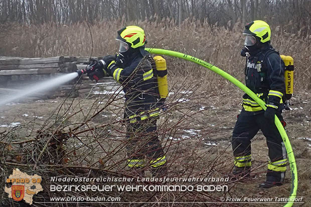 20170128 Brand eines Grünschnitthaufen in Tattendorf  Foto: © Freiwillige Feuerwehr Tattendorf / Christoph Matoschitz