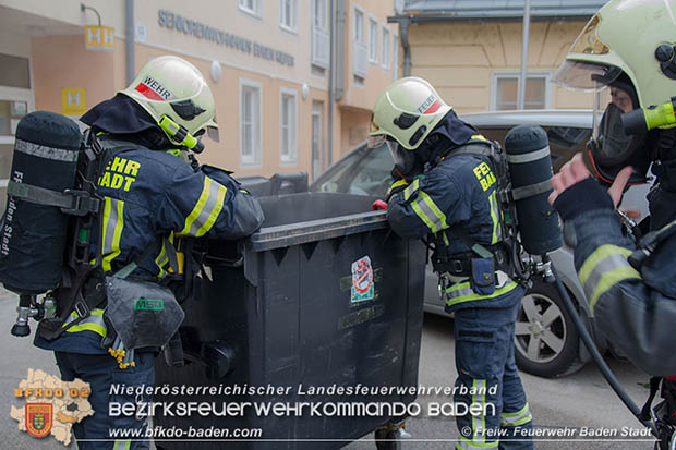 20170128 Müllbehälterbrand in Baden  Foto: © Freiwillige Feuerwehr Baden-Stadt/Fritz Beichbuchner