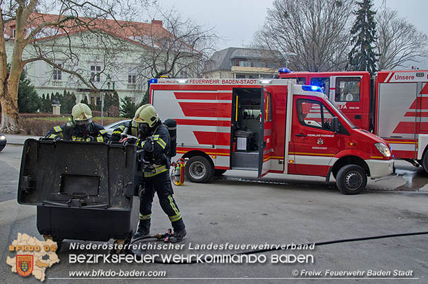 20170128 Müllbehälterbrand in Baden  Foto: © Freiwillige Feuerwehr Baden-Stadt/Fritz Beichbuchner