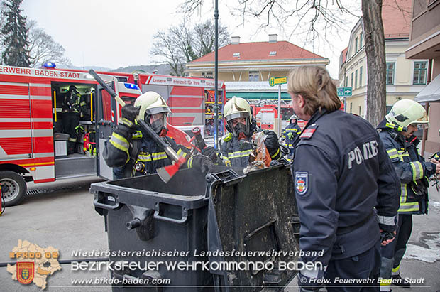 20170128 Müllbehälterbrand in Baden  Foto: © Freiwillige Feuerwehr Baden-Stadt/Fritz Beichbuchner