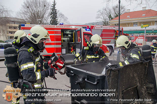 20170128 Müllbehälterbrand in Baden  Foto: © Freiwillige Feuerwehr Baden-Stadt/Fritz Beichbuchner