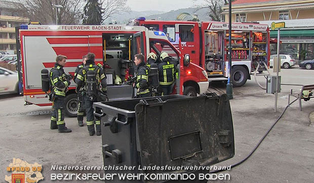 20170128 Müllbehälterbrand in Baden  Foto: © Freiwillige Feuerwehr Baden-Stadt/Stefan Schneider