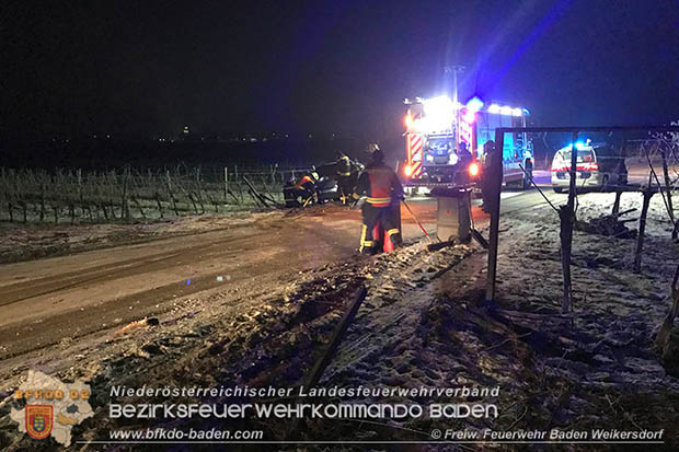 20170131 Verkehrsunfall Weinbergstrasse Baden-Sooss Noe Bezirk Baden Foto: © Gerhard Filip FF Baden Weikersdorf 20170131 Verkehrsunfall Weinbergstrasse Baden-Sooss Noe Bezirk Baden Foto: © Gerhard Filip FF Baden Weikersdorf
