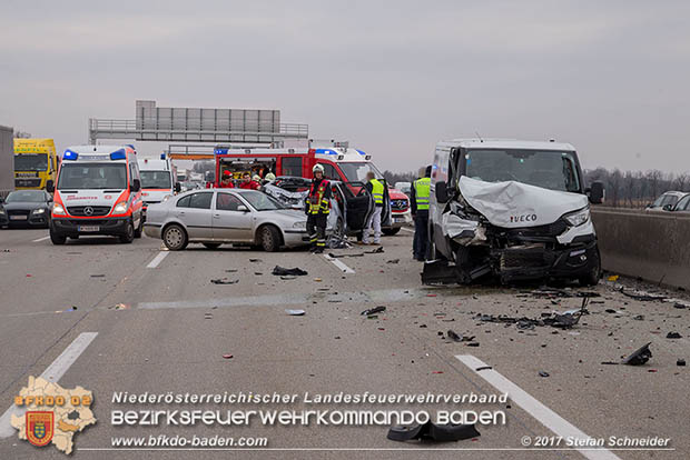 20170210 Massenunfall auf der A2 Südautobahn RFb Wien  Foto: © Stefan Schneider BFK Baden