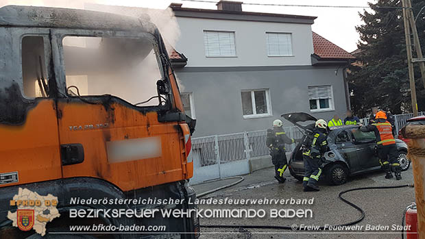 20170214 Müllwagen Lkw geriet in Baden Ortsteil Weikersdorf in Brand  Foto: © Stefan Schneider FF Baden-Stadt