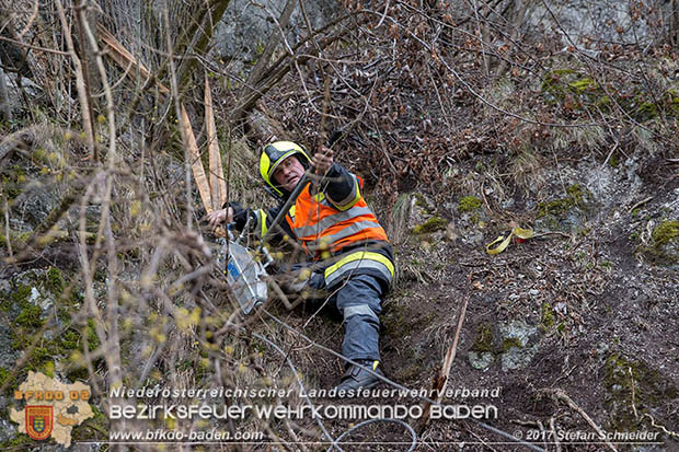20170305 Feuerwehreinsatz nach Steinschlag im Helenental  Foto: © Stefan Schneider