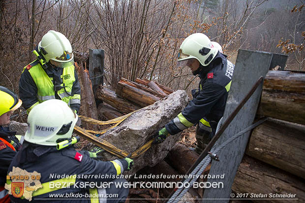 20170305 Feuerwehreinsatz nach Steinschlag im Helenental  Foto: © Stefan Schneider