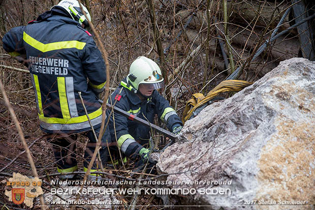 20170305 Feuerwehreinsatz nach Steinschlag im Helenental  Foto: © Stefan Schneider