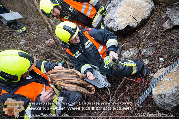 20170305 Feuerwehreinsatz nach Steinschlag im Helenental  Foto: © Stefan Schneider