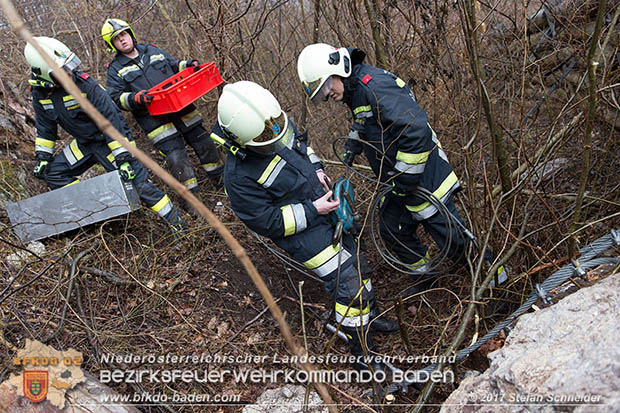 20170305 Feuerwehreinsatz nach Steinschlag im Helenental  Foto: © Stefan Schneider