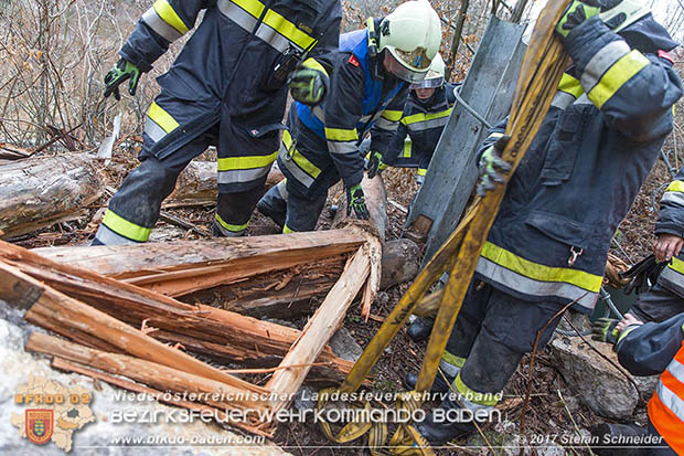 20170305 Feuerwehreinsatz nach Steinschlag im Helenental  Foto: © Stefan Schneider