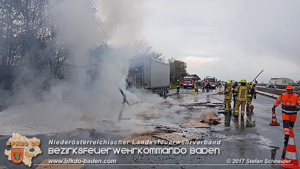 20170418 Lkw Brand auf der A2 zwischen Leobersdorf u. Wöllersdorf Foto: Stefan Schneider/BFK Baden 20170418 Lkw Brand auf der A2 zwischen Leobersdorf u. Wöllersdorf Foto: Stefan Schneider/BFK Baden