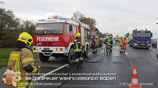 20170418 Lkw Brand auf der A2 zwischen Leobersdorf u. Wöllersdorf Foto: Stefan Schneider/BFK Baden 20170418 Lkw Brand auf der A2 zwischen Leobersdorf u. Wöllersdorf Foto: Stefan Schneider/BFK Baden