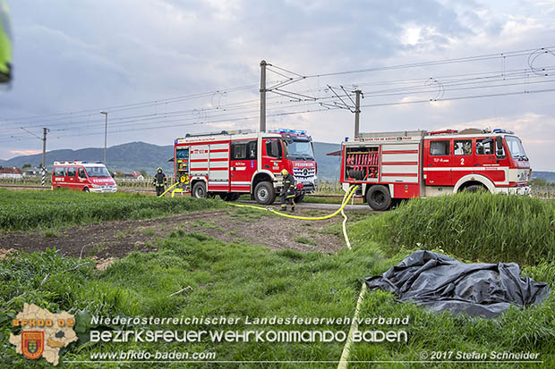 20170507 Brand mehrerer Strohballen direkt neben Windschutzguertel in Tribuswinkel  Foto: © Stefan Schneider