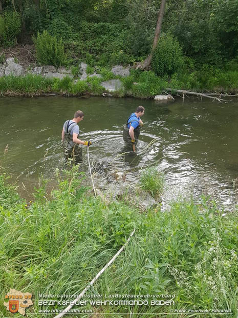 20170612 Vandalen rollten Mobil-WC in den Triestingfluss  Foto: © Freiwillige Feuerwehr Fahrafeld