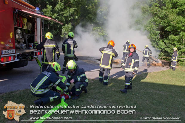 20170619 Brand von Strohballen im Schlosspark Tribuswinkel  Foto: Stefan Schneider BFK Baden