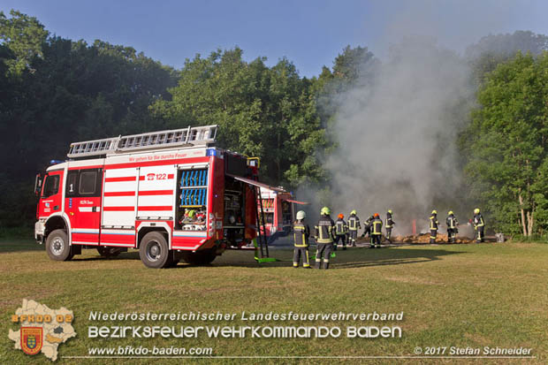 20170619 Brand von Strohballen im Schlosspark Tribuswinkel  Foto: Stefan Schneider BFK Baden