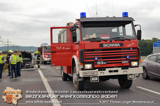 20170714 Fahrzeugbrand auf der A3 RFb Wien bei Pottendorf  Foto: © Thomas Lenger Monatsrevue.at