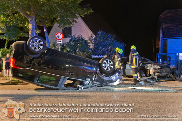 20170723 Fahrzeugüberschlag im Ortsgebiet Tribuswinkel  Foto: © Stefan Schneider BFK Baden