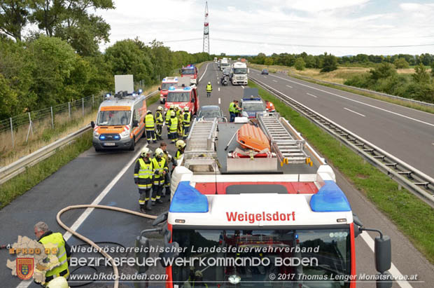 20170725 Brand eines Lkw Anhängers auf der A3 zwischen Ebreichsdorf und Münchendorf  Foto: © Thomas Lenger Monatsrevue.at