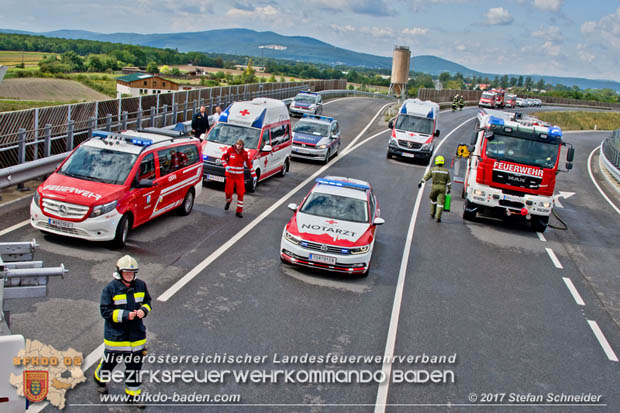 20170820 Frontalzusammenstoß Wohnmobil gegen Pkw auf der LB17 zwischen Sollenau und Günselsdorf/Schönau Foto: © Stefan Schneider BFK Baden 20170820 Frontalzusammenstoß Wohnmobil gegen Pkw auf der LB17 zwischen Sollenau und Günselsdorf/Schönau Foto: © Stefan Schneider BFK Baden
