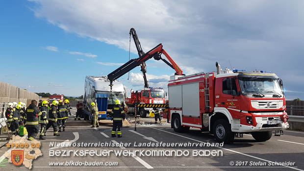 20170820 Frontalzusammenstoß Wohnmobil gegen Pkw auf der LB17 zwischen Sollenau und Günselsdorf/Schönau Foto: © Stefan Schneider BFK Baden