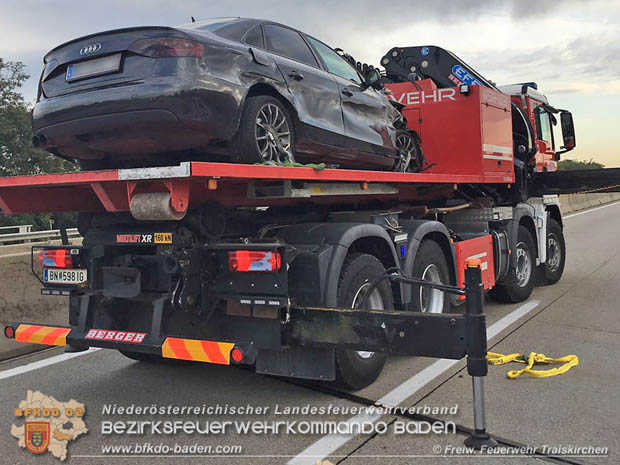20170825 Verkehrsunfall im Frühverkehr auf der A2 bei Guntramsdorf sorgte für kilometerlangen Stau Foto: © Freiwillige Feuerwehr Traiskirchen-Stadt 20170825 Verkehrsunfall im Frühverkehr auf der A2 bei Guntramsdorf sorgte für kilometerlangen Stau Foto: © Freiwillige Feuerwehr Traiskirchen-Stadt