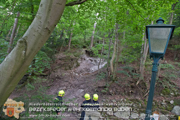 20170826 Felssturz am Badener Wegerl im Helenental fordert eine Teilsperre Foto: Stefan Schneider BFK Baden 20170826 Felssturz am Badener Wegerl im Helenental fordert eine Teilsperre Foto: Stefan Schneider BFK Baden
