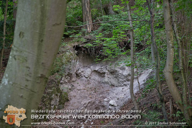 20170826 Felssturz am Badener Wegerl im Helenental fordert eine Teilsperre Foto: Stefan Schneider BFK Baden 20170826 Felssturz am Badener Wegerl im Helenental fordert eine Teilsperre Foto: Stefan Schneider BFK Baden