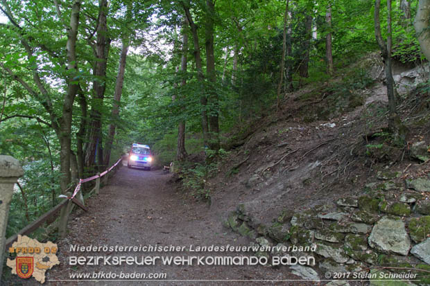 20170826 Felssturz am Badener Wegerl im Helenental fordert eine Teilsperre Foto: Stefan Schneider BFK Baden 20170826 Felssturz am Badener Wegerl im Helenental fordert eine Teilsperre Foto: Stefan Schneider BFK Baden