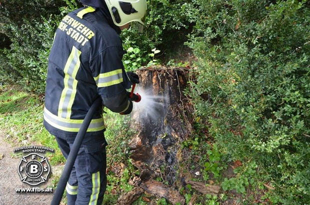 20171014 Glosender Baumstumpf im Badener Kurpark Foto: © Freiwillige Feuerwehr Baden-Stadt 20171014 Glosender Baumstumpf im Badener Kurpark Foto: © Freiwillige Feuerwehr Baden-Stadt