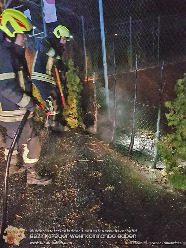 20171231 Brand einer Hecke in Tribuswinkel beim Tennisplatz - durch abgeschossenen Feuerwerkskörper  Foto: © Stefan Mitheis FF Tribuswinkel