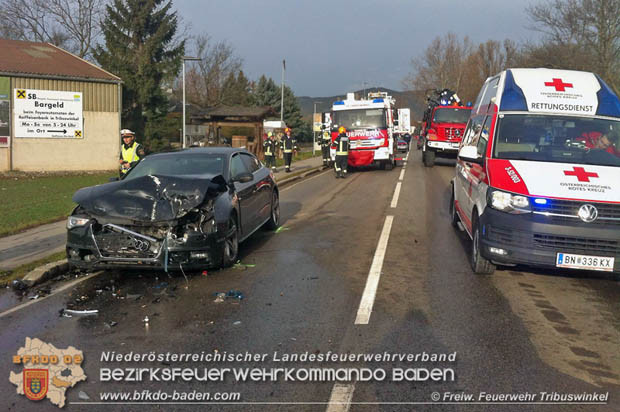 20180118 Auffahrunfall auf der Oberwaltersdorferstraße in Tribuswinkel  Foto: © Ferdinand Bartmann FF Tribuswinkel
