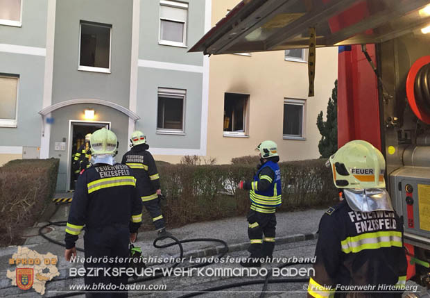 20180129 Wohnungsbrand in Mehrparteinenwohnhaus in Enzesfeld  Foto: © FF Hirtenberg
