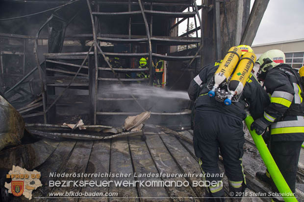 20180320 Brand in einer Lagerhalle Gewerbepark Wienersdorf Foto: © Stefan Schneider BFK BADEN 20180320 Brand in einer Lagerhalle Gewerbepark Wienersdorf Foto: © Stefan Schneider BFK BADEN