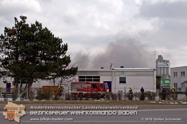 20180320 Brand in einer Lagerhalle Gewerbepark Wienersdorf Foto: © Stefan Schneider BFK BADEN 20180320 Brand in einer Lagerhalle Gewerbepark Wienersdorf Foto: © Stefan Schneider BFK BADEN