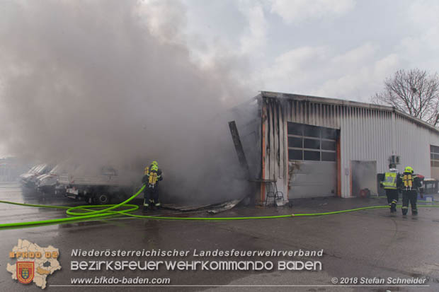 20180320 Brand in einer Lagerhalle Gewerbepark Wienersdorf Foto: © Stefan Schneider BFK BADEN 20180320 Brand in einer Lagerhalle Gewerbepark Wienersdorf Foto: © Stefan Schneider BFK BADEN
