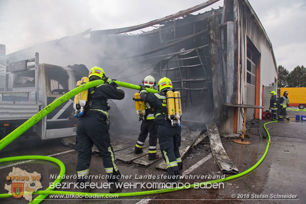20180320 Brand in einer Lagerhalle Gewerbepark Wienersdorf Foto: © Stefan Schneider BFK BADEN 20180320 Brand in einer Lagerhalle Gewerbepark Wienersdorf Foto: © Stefan Schneider BFK BADEN
