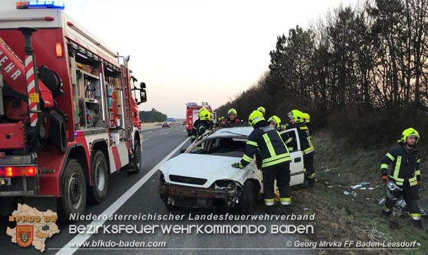 20180324 Verkehrsunfall auf der A2 Baden-Leobersdorf  Foto: © SB Georg Mrvka FF Baden-Leesdorf