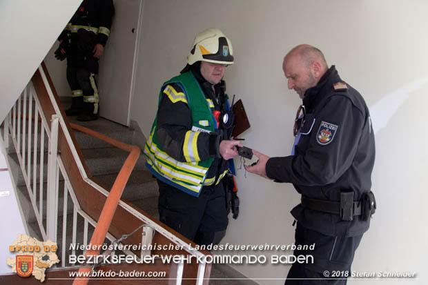 20180401 Brand in einer Wohnhausanlage im Ortsteil Baden Weikersdorf am Ostersonntag  Foto: © Stefan Schneider BFKDO BADEN