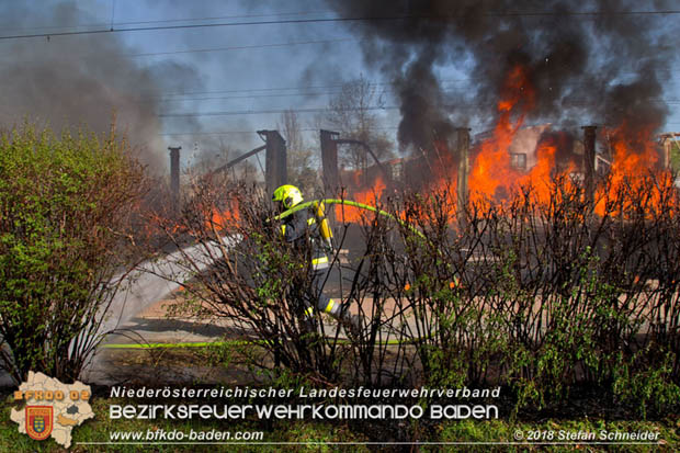 20180414 Brand mehrerer Güterwaggons im Bahnhof Pfaffstätten  Foto: © Stefan Schneider BFKDO BADEN